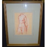 MARY REMINGTON (b.1910) framed pastel, study of a nude female. 28 cm X 21 cm.