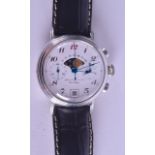 A GOOD BOXED GENTLEMANS ALFRED ROCHAT & FILS LES BIOUX WRISTWATCH with moon phase to dial. 3.5 cm
