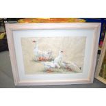 GILLIAN M WILSON (British), framed pastel and charcoal, signed & dated '03, "Gaggling Geese,