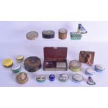 A GOOD COLLECTION OF MAINLY 18TH CENTURY BATTERSEA AND BILSTON ENAMEL BOXES of various forms and