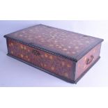 A GOOD LATE 17TH/18TH CENTURY INDO PORTUGUESE IVORY AND EBONY CASKET finely decorated with extensive