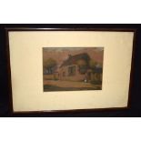 JEAN CHARLES MILLET (1892-1944), framed pastel & ink,a seated woman in the street. 16 cm x 22 cm.