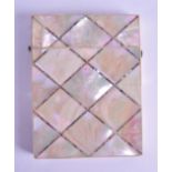 A VICTORIAN MOTHER OF PEARL INLAID CARD CASE engraved with faint foliage. 7.75 cm x 10.25 cm.