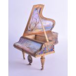 A FINE AND RARE 19TH CENTURY SWISS ENAMEL NOVELTY MUSIC BOX in the form of a grand piano, the body