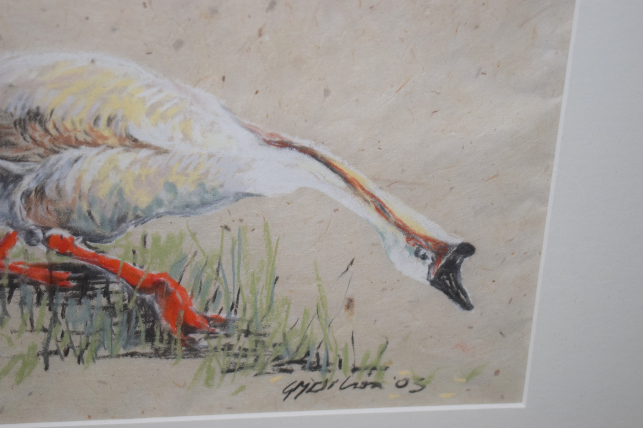 GILLIAN M WILSON (British), framed pastel and charcoal, signed & dated '03, "Gaggling Geese, - Bild 3 aus 3
