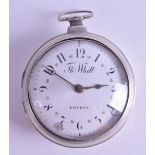 AN EARLY 19TH CENTURY PEAR CASED SILVER POCKET WATCH by Thomas Whitt of London, the enamel dial with