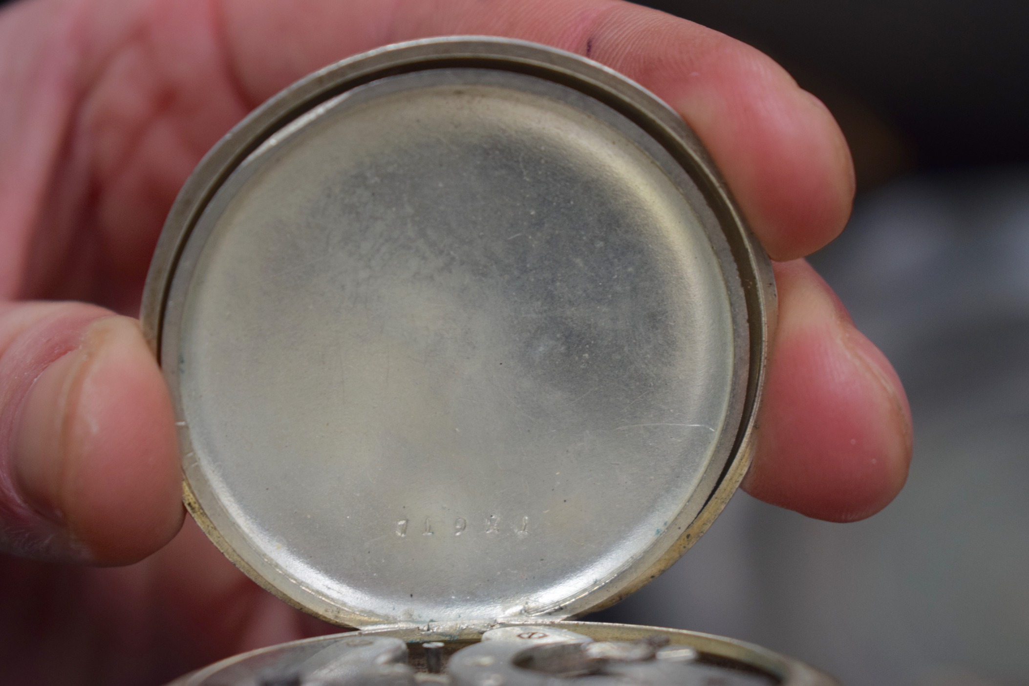 A RARE ANTIQUE PATEK PHILLIPE SILVER TRIPLE DIAL POCKET WATCH with gold and blue highlights. 5.5 - Image 10 of 11