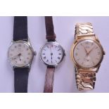 A GROUP OF THREE VINTAGE WRISTWATCHES including a yellow metal Avia. (3)