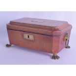 AN UNUSUAL EARLY 19TH CENTURY LEATHER SEWING CASKET the top rising to reveal a highly unusual etched