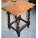 A 19TH CENTURY OAK OCCASIONAL TABLE, of simple form, 57 cm x 51 cm.