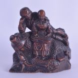 A FINE 18TH CENTURY EUROPEAN CARVED FRUITWOOD TREEN FIGURAL GROUP probably Dutch, modelled as a