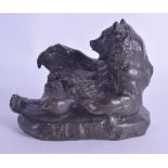 Antoine Louis Bayre (1796-1875) A good French bronze figure of a reclining bear, modelled upon a