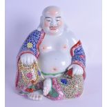 AN EARLY 20TH CENTURY CHINESE FAMILLE ROSE PORCELAIN BUDDHA Republic, painted with extensive flowers