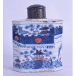 A 17TH/18TH CENTURY CHINESE IMARI PORCELAIN TEA CADDY AND COVER Kangxi/Yongzheng, painted with