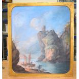 A 19TH CENTURY CONTINENTAL GOACHE WATERCOLOUR depicting figures by the coast. 43 cm x 49 cm.