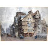 BRITISH SCHOOL (Early 20th Century), framed watercolour, indistinctly signed, street scene, "J