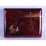 AN EARLY 20TH CENTURY JAPANESE MEIJI PERIOD LACQUERED PHOTOGRAPH ALBUM depicting various scenes