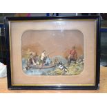 A RARE PAIR OF VICTORIAN FRAMED DIORAMA THREE DIMENSIONS PICTURES one depicting a duck hunting