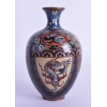 A LATE 19TH CENTURY JAPANESE MEIJI PERIOD CLOISONNE ENAMEL VASE decorated with dragons and