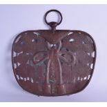 AN UNUSUAL 19TH CENTURY JAPANESE MEIJI PERIOD OPEN WORK COPPER PLAQUE decorated with foliage 26 cm x