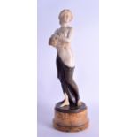 A STYLISH AUSTRIAN ART NOUVEAU BRONZE AND MARBLE FIGURE OF A SEMI GLAD FEMALE by Emil Rizec,