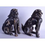 A RARE PAIR OF 18TH CENTURY JAPANESE EDO PERIOD LACQUERED BUDDHISTIC DOGSA boldly modelled