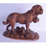 A FINE LARGE 19TH CENTURY BAVARIAN BLACK FOREST FIGURE OF A ST BERNARD DOG modelled in a roaming