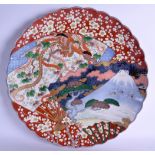 A LARGE 19TH CENTURY JAPANESE MEIJI PERIOD IMARI SCALLOPED CHARGER painted with birds and