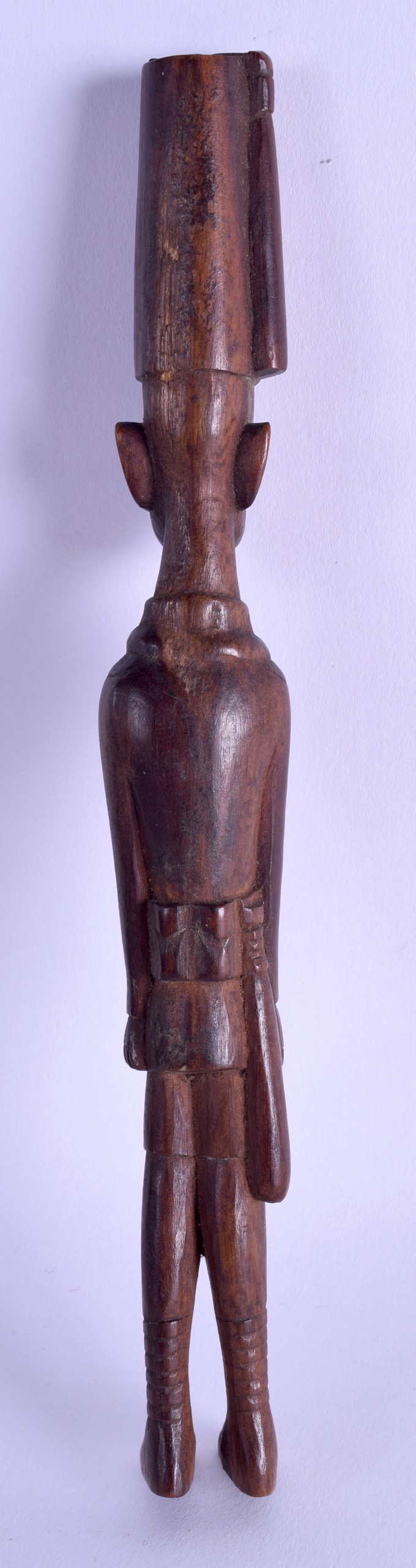 AN UNUSUAL EARLY 20TH CENTURY AFRICAN CARVED WOOD FIGURE OF MALE possibly representing a police - Image 2 of 2