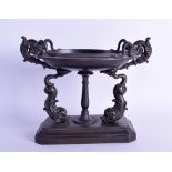 A 19TH CENTURY ITALIAN GRAND TOUR BRONZE FOUNTAIN modelled with scrolling serpents and fish