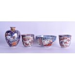 A PAIR OF 18TH CENTURY JAPANESE EDO PERIOD IMARI BEAKERS painted with flowers, together with an