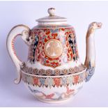 A GOOD 19TH CENTURY JAPANESE MEIJI PERIOD IMPERIAL SATSUMA TEAPOT AND COVER painted with gilt motifs