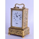 A GOOD 19TH CENTURY AUSTRIAN REPEATING BRASS CARRIAGE CLOCK by A Wiszt Vienna, the case finely