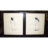 BRITISH SCHOOL (20th Century), Framed pair charcoal, study of a gentleman's backside, together