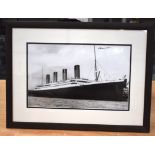 A FRAMED AND GLAZED AUTHOGRAPHED PHOTOGRAPH OF THE TITANIC Maritime interest. 35 cm x 22 cm.