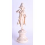 A FINE 19TH CENTURY EUROPEAN CARVED DIEPPE IVORY FIGURE OF A MALE modelled in regal clothing, upon a