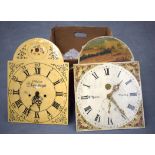 TWO ANTIQUE SCOTTISH CLOCK MOVEMENTS AND DIALS. (2)