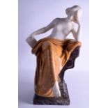 Antonio Pittaluga (19th Century) A fine and large art nouveau carved white and sienna marble