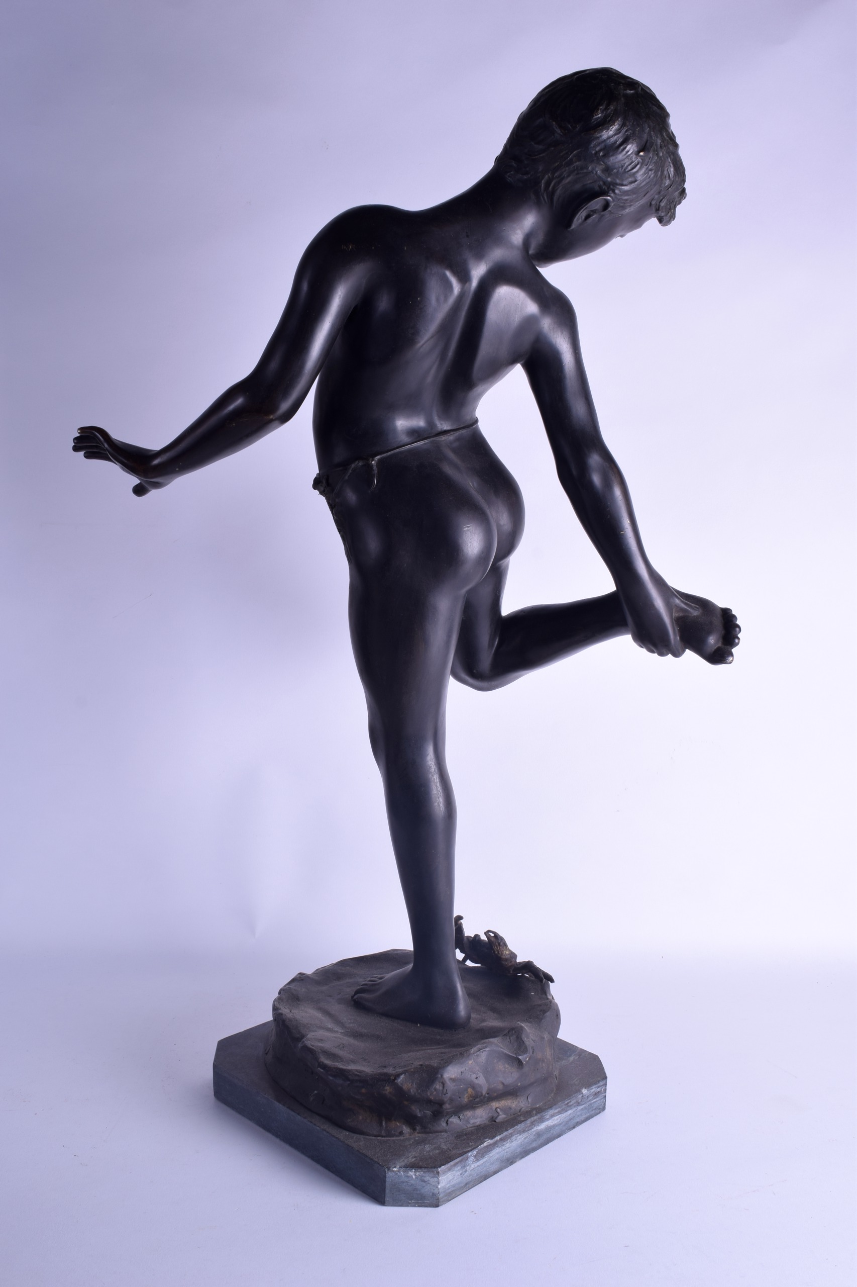 Annibale De Lotto (1877-1932) An early 20th century Italian bronze figure of a young fisher boy, 'Il - Image 2 of 3