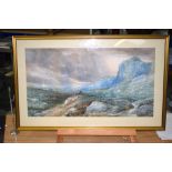 A FRAMED 19TH CENTURY WATERCOLOUR by Charles Peter Pitt, painted with a landscape. 69 cm x 37 cm.