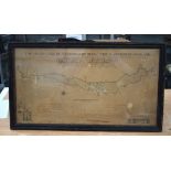 A FRAMED MAP depicting The Grand Lake of Windermere being the largest in England. 60 cm x 32 cm.