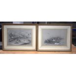 John Baxendale (1919-1982) Two charcoal drawings, dated 1972 & 1974. 40 cm x 27 cm. (2)