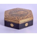 A FINE 19TH CENTURY JAPANESE MEIJI PERIOD KOMAI BOX AND COVER of hexagonal form, decorated with a