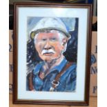 A FRAMED GOACHE OF A SOLDIER by Mark Highfield. 21 cm x 33 cm.