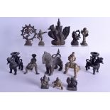 A COLLECTION OF EARLY INDIAN AND SOUTH EAST ASIAN BRONZE FIGURES including Buddha's, deities,
