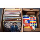 A LARGE COLLECTION OF VINTAGE VINYL RECORDS, mostly Scottish themed. (2 boxes).