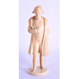 A 19TH CENTURY EUROPEAN DIEPPE CARVED IVORY FIGURE OF NAPOLEON modelled with his hand within his