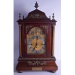 A LARGE ANTIQUE WESTMINSTER CHIMING BRACKET CLOCK with gilt metal dial decorated with mask heads,