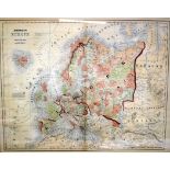 A 20TH CENTURY PRINTED JOHNSONS MAP OF EUROPE, by Johnson and Ward. 59 cm x 76 cm.