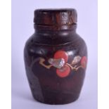 AN UNUSUAL LATE 19TH CENTURY JAPANESE MEIJI PERIOD BAMBOO TEA CADDY AND COVER lacquered with